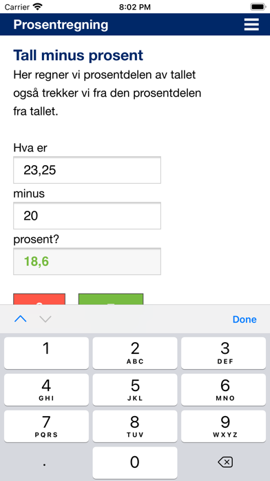 Prosentregning Screenshot