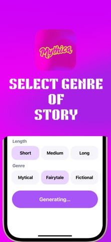 Mythica - AI Stories generator iPhone screenshot