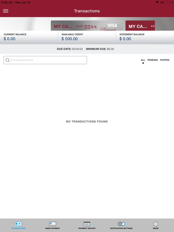 WAC Visa iPad screenshot 4 - Finance app