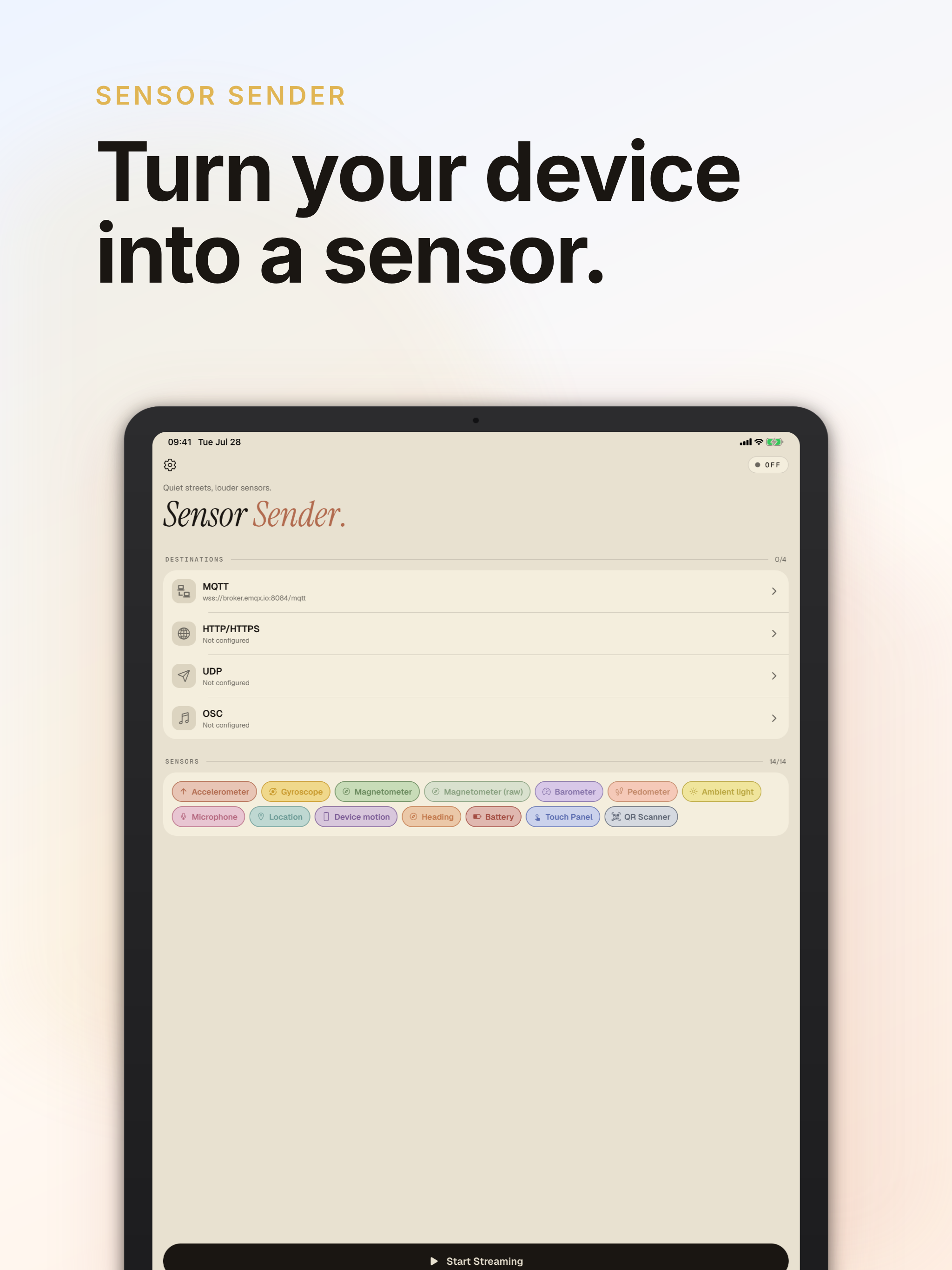 Sensor sender screenshot 5