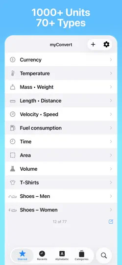 Capture d'écran de MyConvert – Currency & Units sur iPhone 2