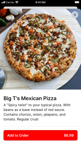 Big T's Pizza iPhone screenshot 3 - Food & Drink app