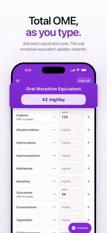 Opioid Conversion Calculator screenshot 1 of 9