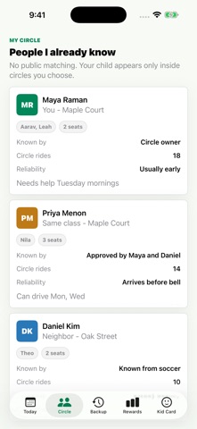 SchoolRun Circle iPhone screenshot