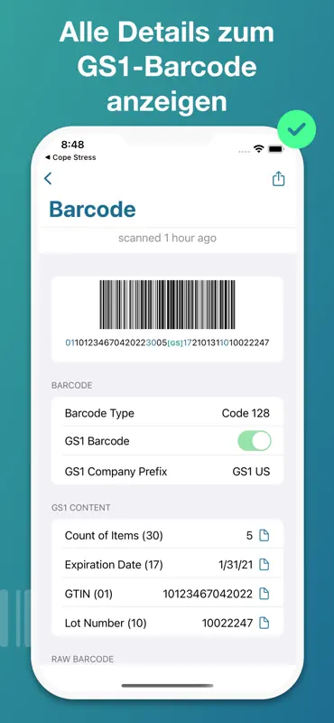 Pretty GS1 Barcode Scanner screenshot 3 of 7