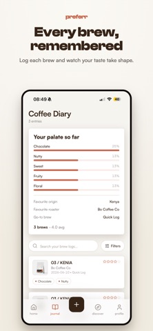 Preferr — Coffee Discovery screenshot