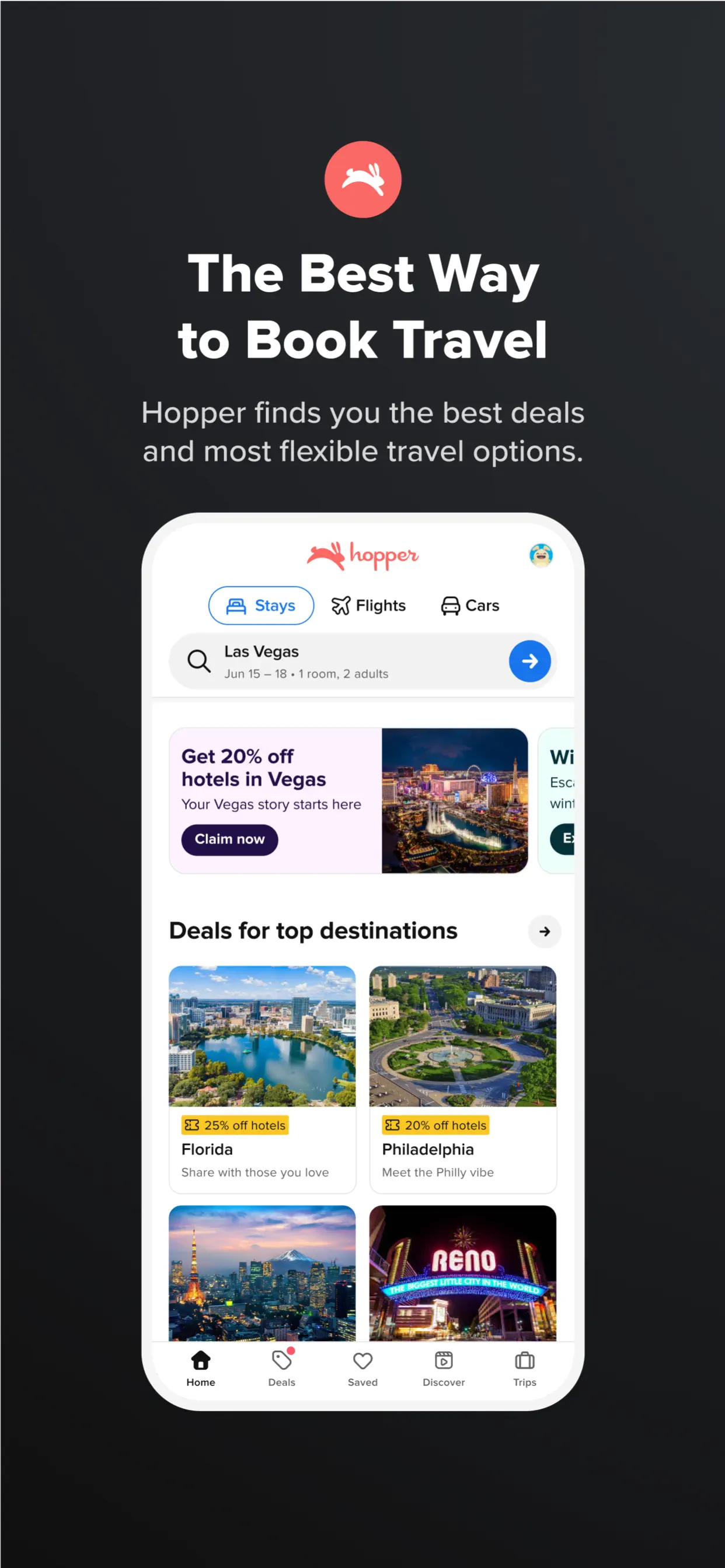 Hopper: Flights, Hotels & Cars screenshot 1