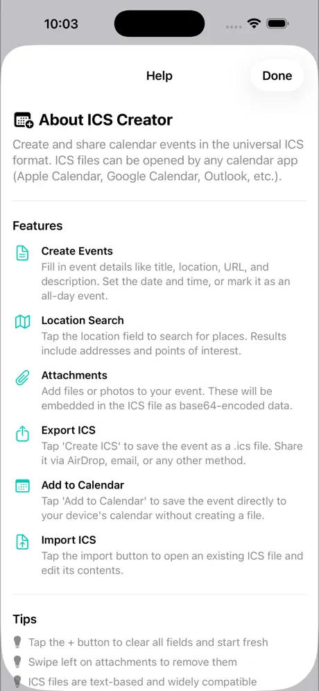 ICS Creator screenshot 2