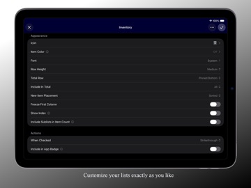 Infinity Lists iPad screenshot