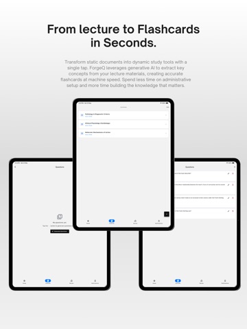 ForgeQ: AI Flashcards from PDF iPad screenshot