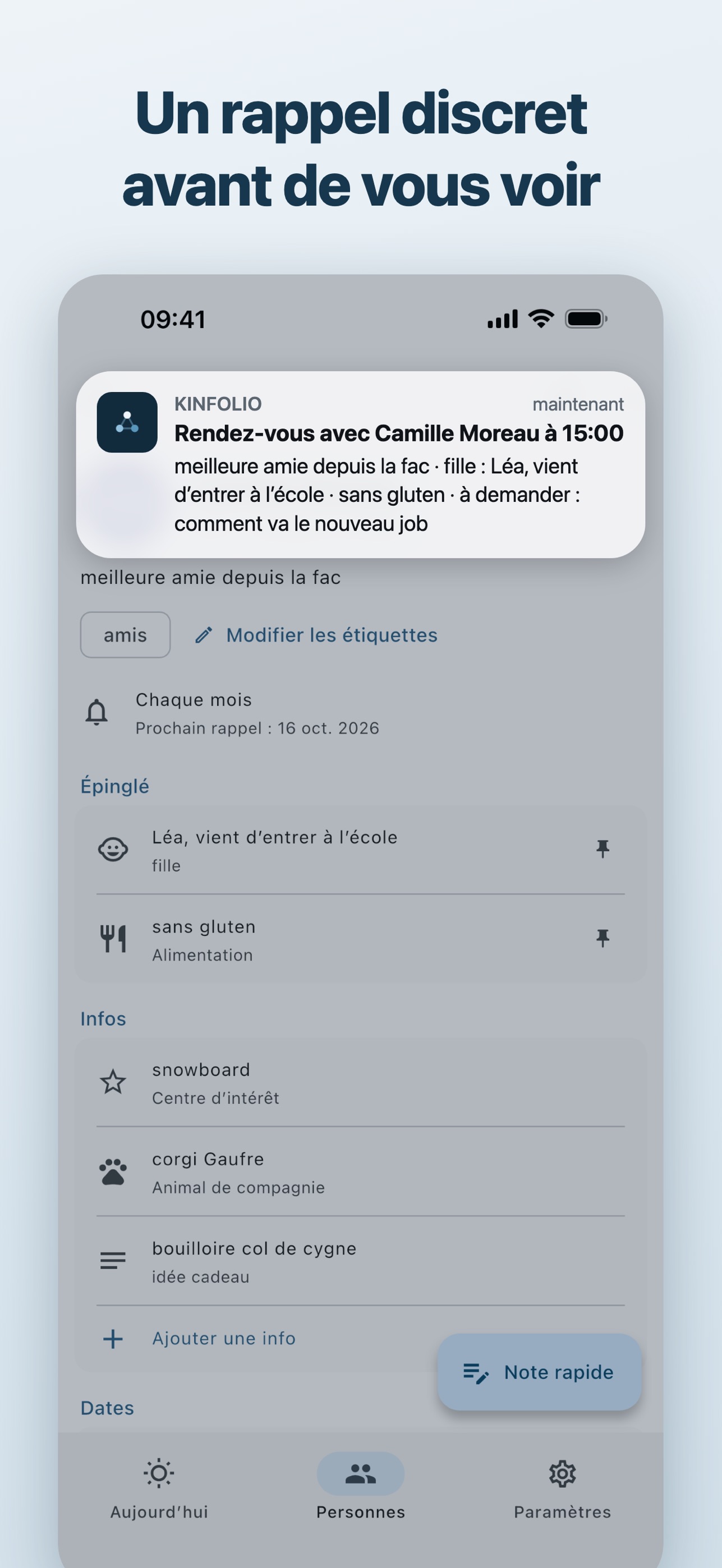 Screenshot 2 of Kinfolio: garder le contact