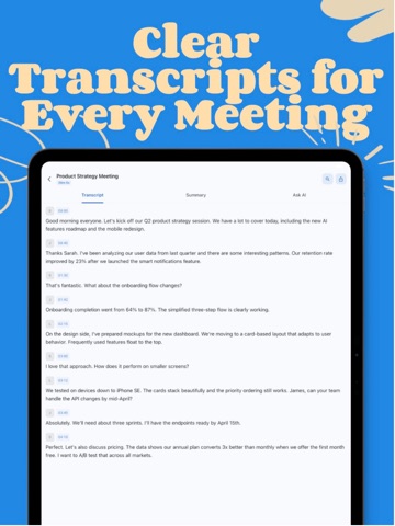 Sonna - AI Meeting Note Taker iPad screenshot