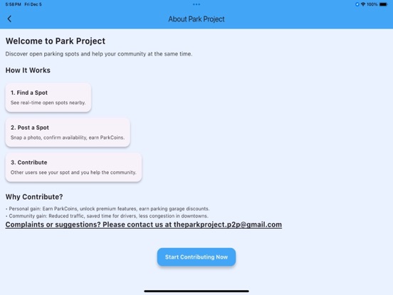 The Park Project app screenshot