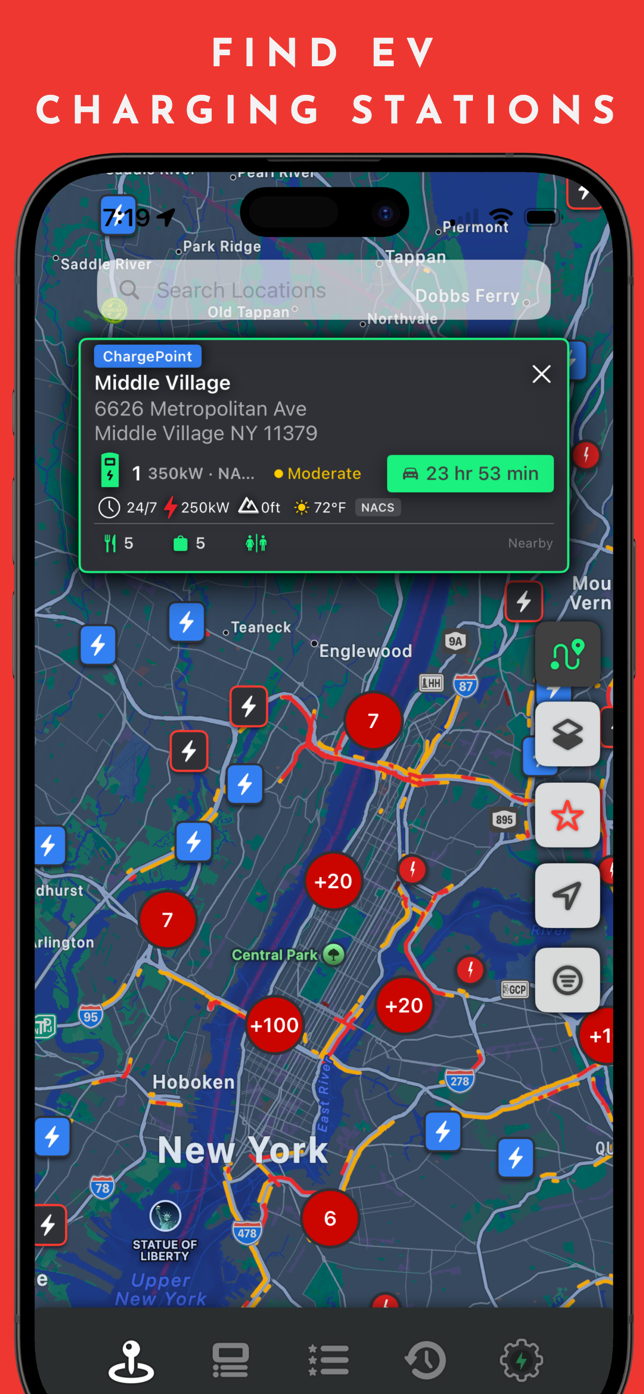 EV supercharger stations map