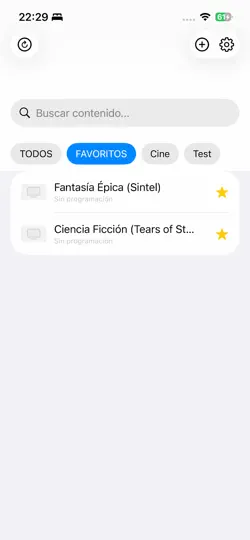 Captura de pantalla de Pure IPTV Player en iPhone 3