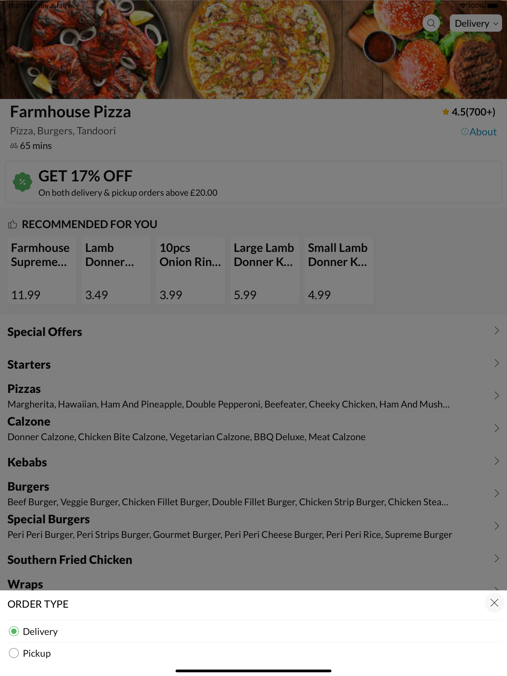 Farmhouse Pizza.