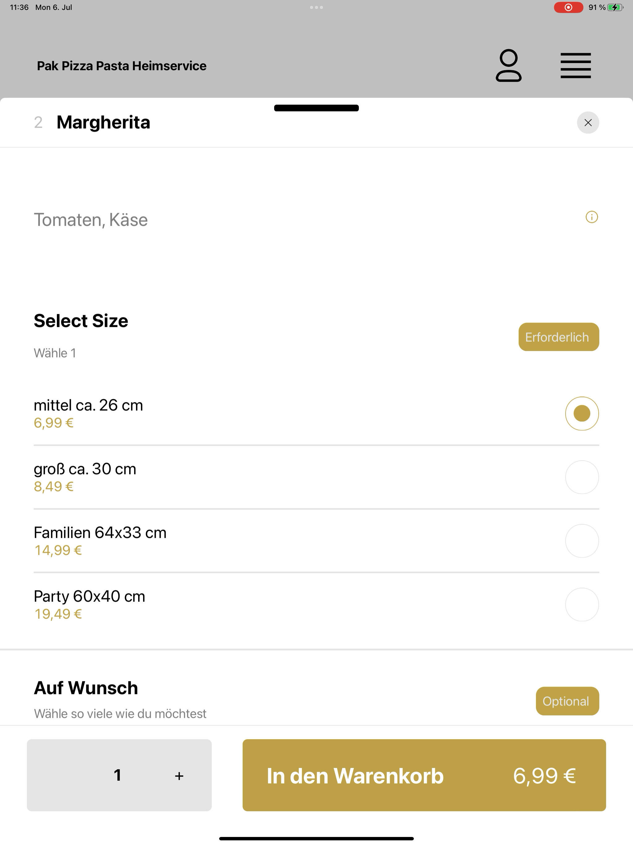 Pak Pizza Pasta Heimservice screenshot 7