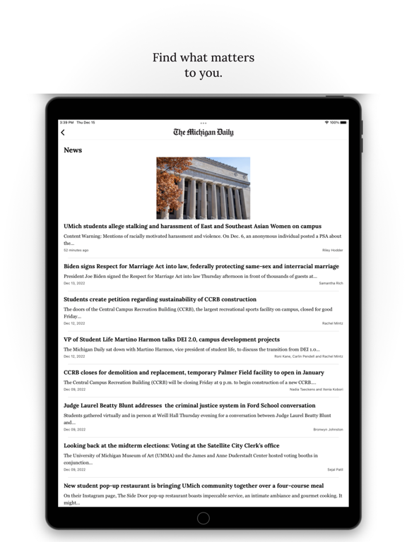 The Michigan Daily iPad screenshot 3 - News app