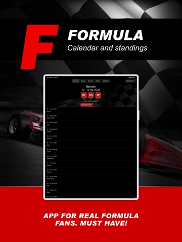Formula Calendar 2026 iPad screenshot