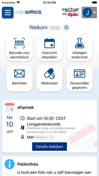 mijnUMCG Screenshot