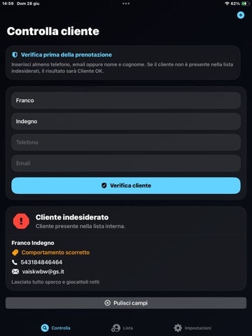 Black List Client iPad screenshot