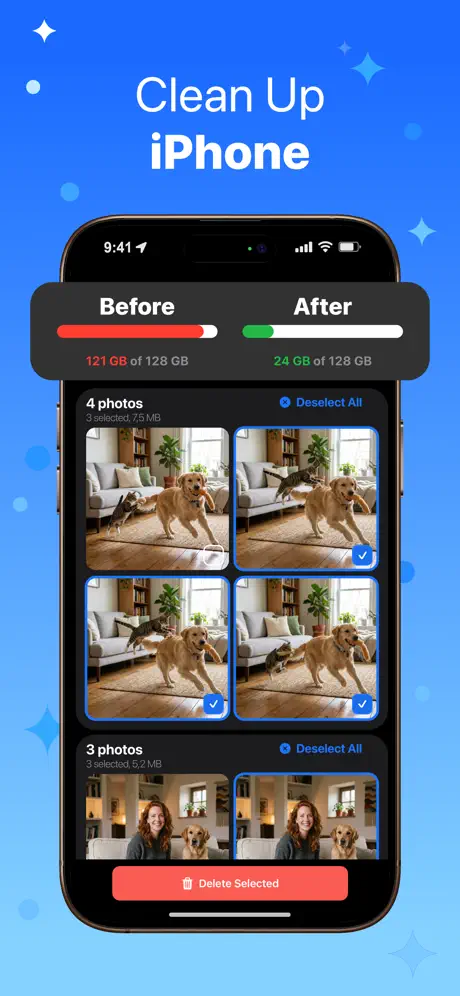 Cleanio duplicate photo cleanup screen