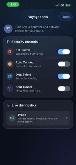 Скриншот ВПН - Wind VPN Whale на iPhone 5