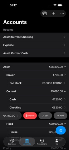 MyLedger: GnuCash Companion iPhone screenshot