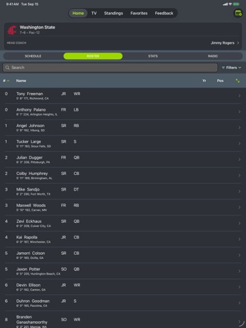 Washington State Football iPad screenshot