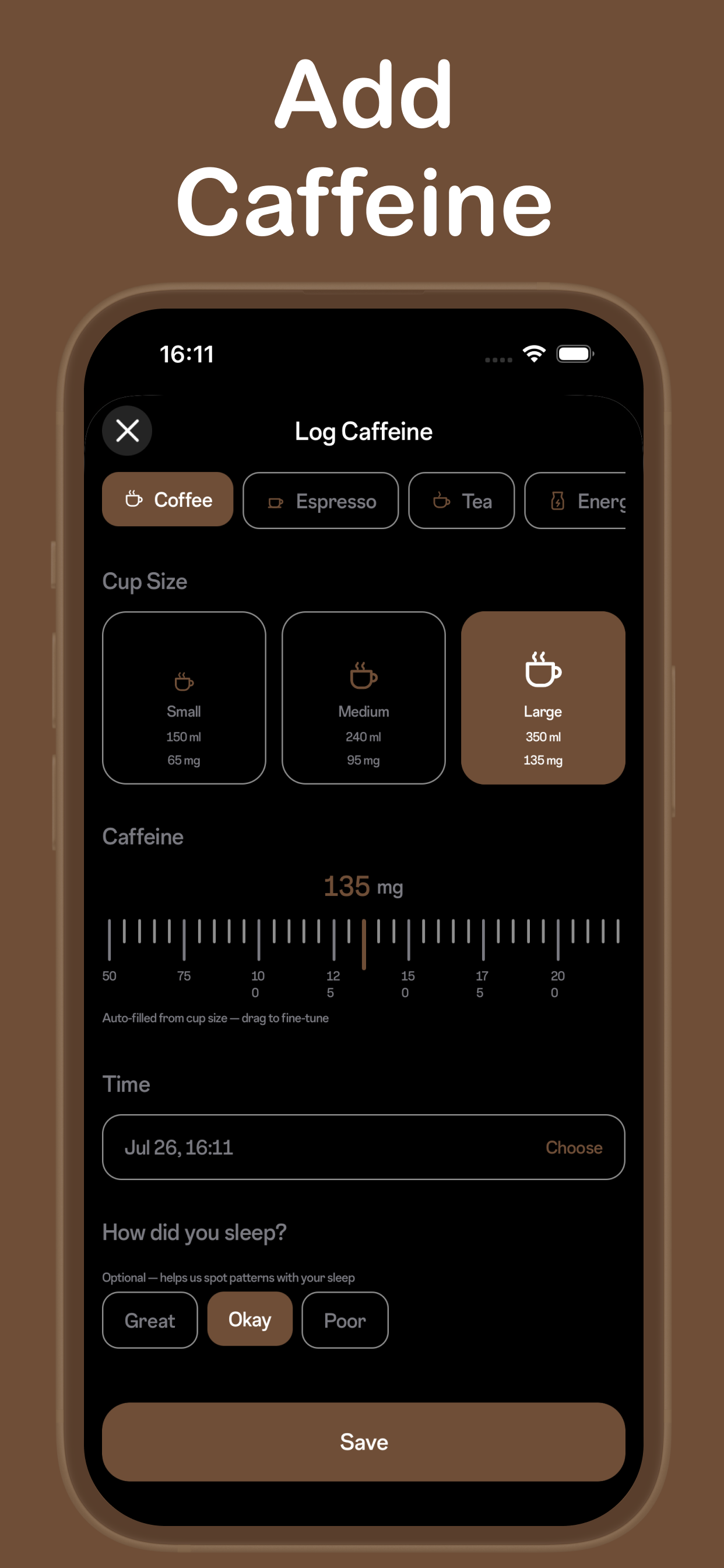 Caffeine Tracker & Sleep Clock screenshot 4