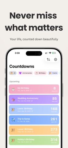 Customizable Countdowns iPhone screenshot
