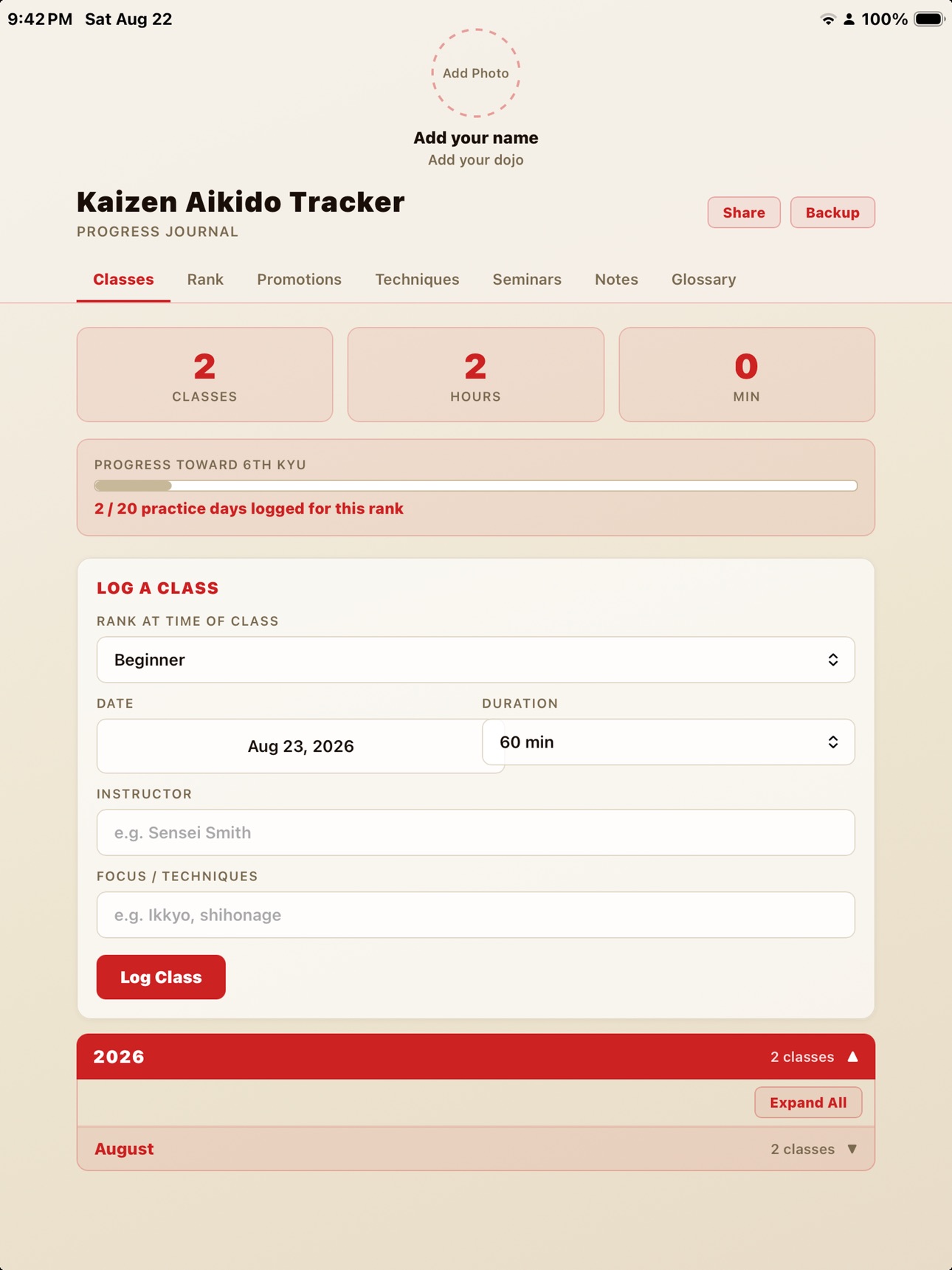Screenshot 6 of Kaizen Aikido Tracker
