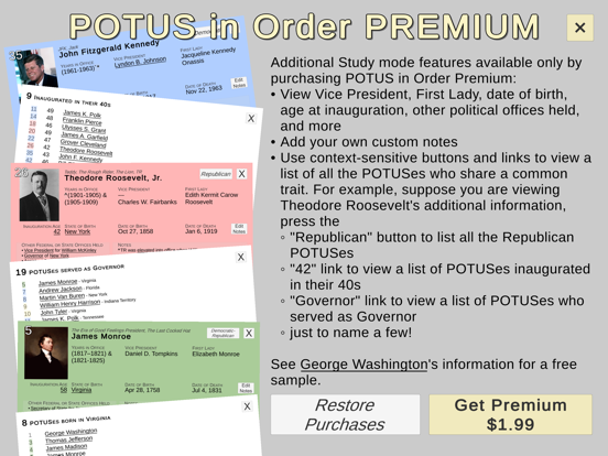 POTUS in Order iPad screenshot 8 - Education app