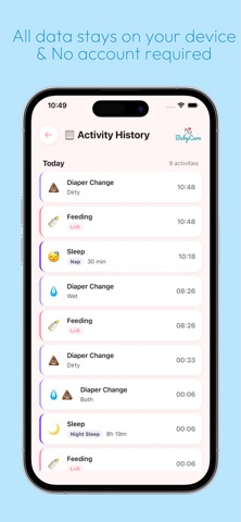 BabyCare: Baby Tracker Log iPhone screenshot