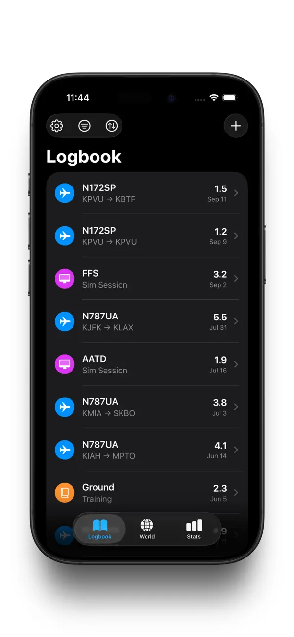 Screenshot #1 pour Squawk: Pro Pilot Logbook