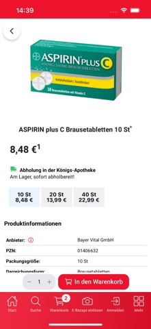 Online-Shop der Königsapotheke screenshot
