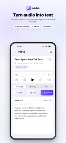 NoteTalk: AI Note Taker iPhone screenshot