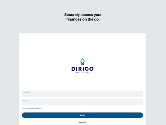 Dirigo FCU Mobile Banking iPad screenshot 1 - Finance app
