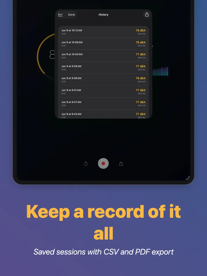 dB Meter Pro on iPad: screenshot 5 of 5