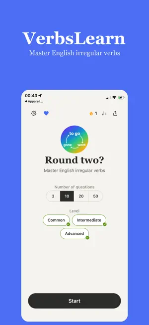 VerbsLearn: Irregular Verbs screenshot 1