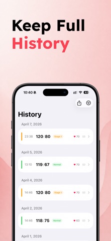 Blood Pressure Log: CardioSnap iPhone screenshot