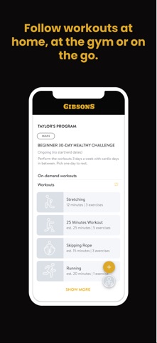 Gibsons Fit App screenshot
