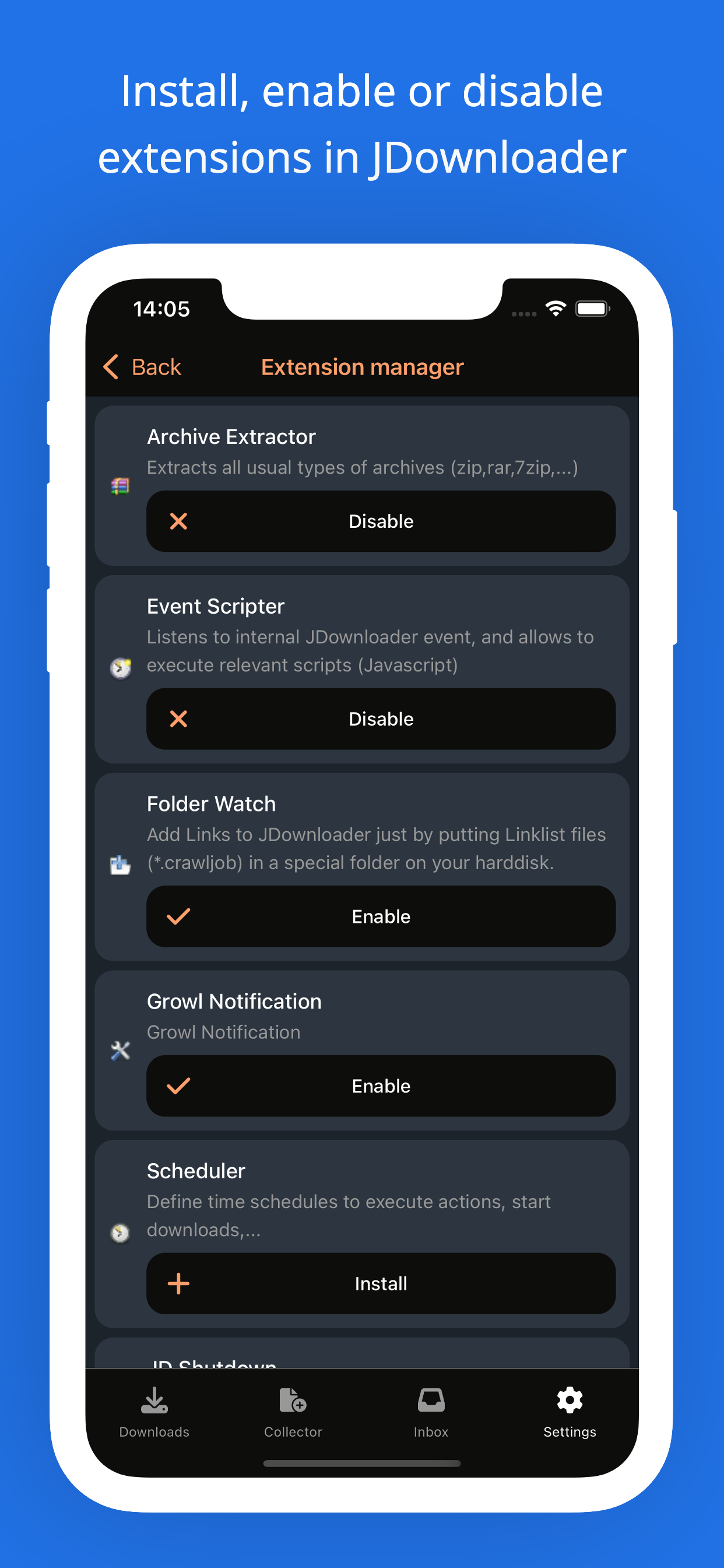MyJDownloader Remote