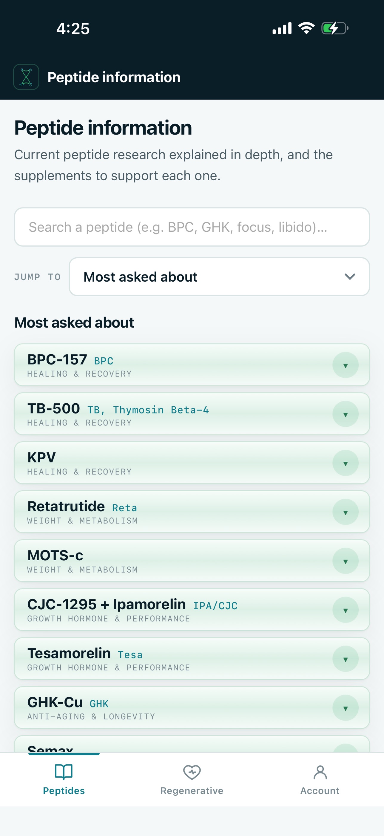 Screenshot 2 of The Peptide Supplement