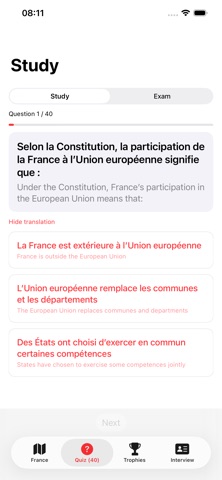 France Citizen Test: 2026 iPhone screenshot