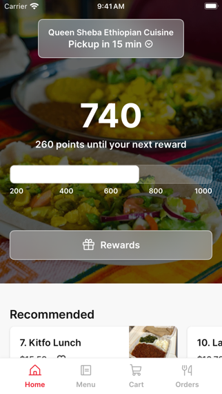 Queen Sheba Ethiopian Cuisine iPhone screenshot 1 - Food & Drink app