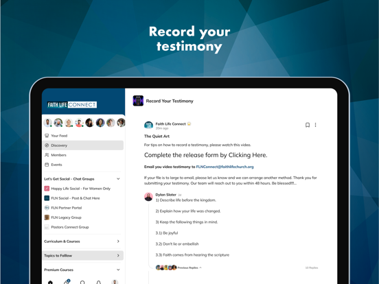 Faith Life Connect iPad screenshot 7 - Social Networking app