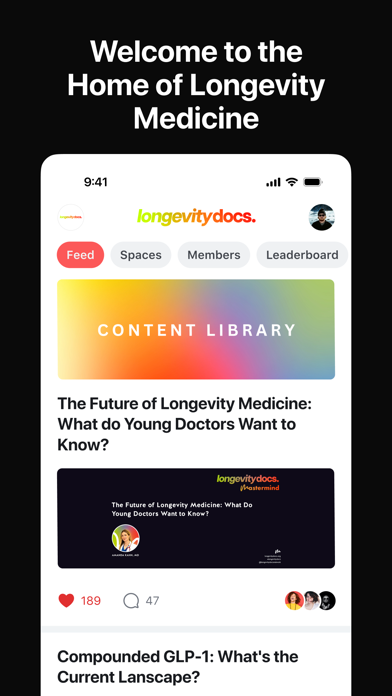 Longevity Docs iPhone screenshot 1 - Social Networking app