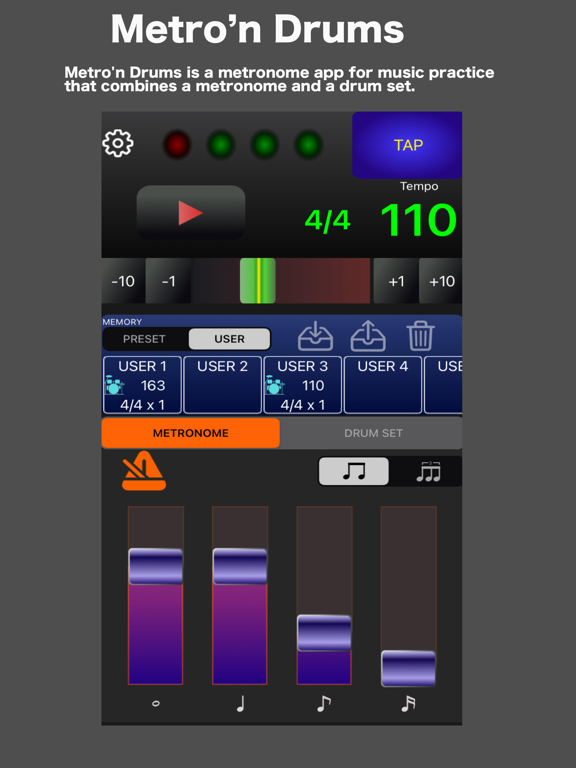 Metro'n Drums iPad screenshot 1 - Music app
