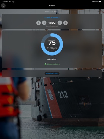 Coast Guard Fitness Calculator iPad screenshot